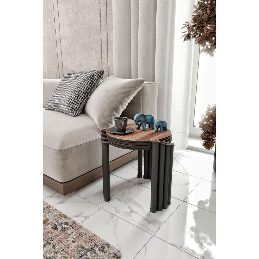 La Via Madran Walnut Round Nesting Nest 4 Pieces