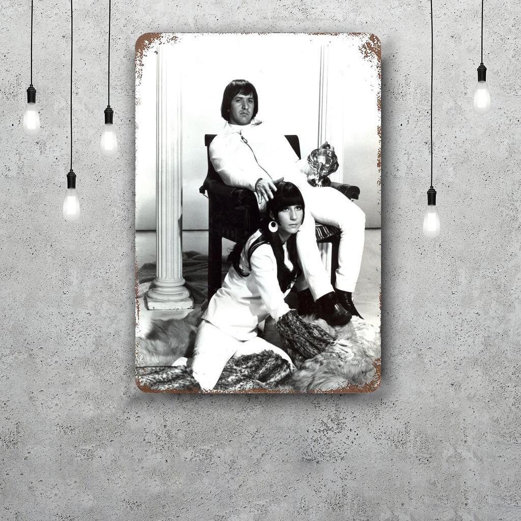 Sonny Cher Vintage Metal Tin Signs Posters Decor Retro Metal Plaque Wall Art Decor for Garage Bar