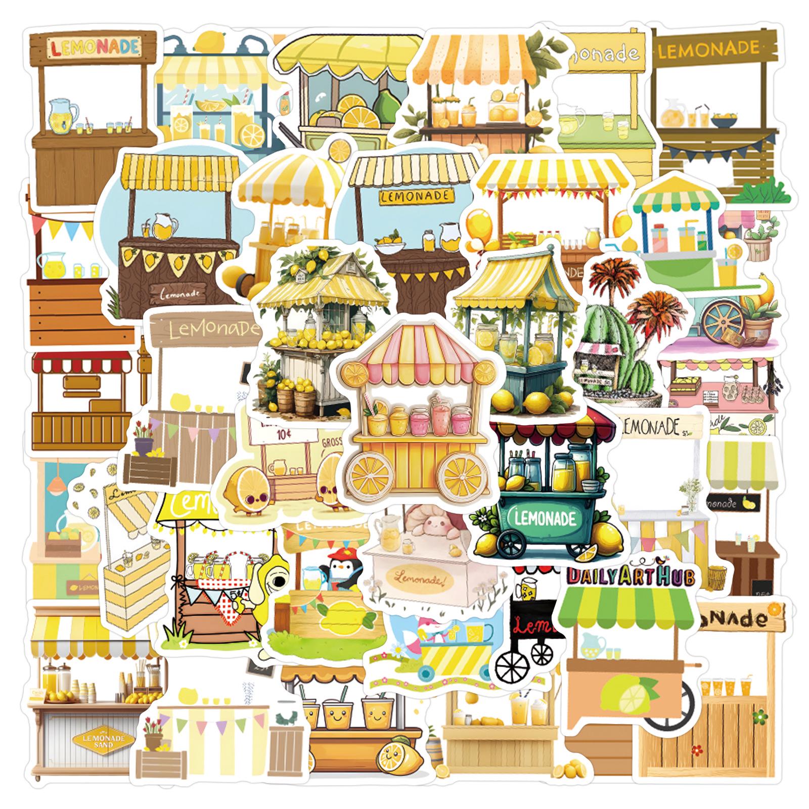 55-Piece Street Food Stall Graffiti Sticker Set for Cups, Notebooks, Glasses & Phone Cases