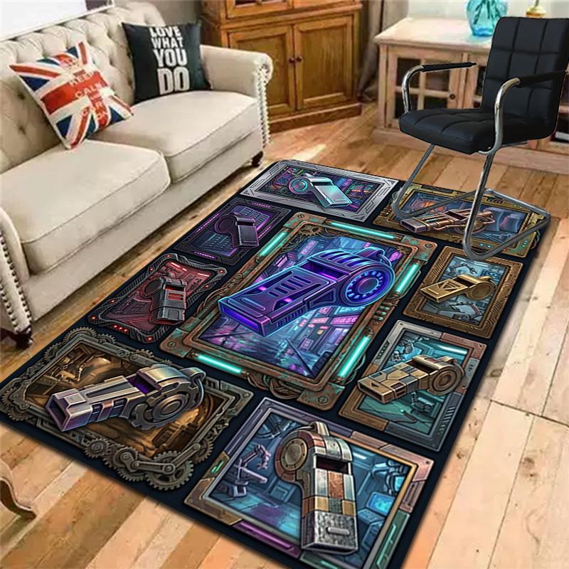 Futuristic Whistle Variations Pattern Rug Floor Mat for Living Room or Bedroom Soft and Comfortable Carpet a Gift for Birthday and Holiday.