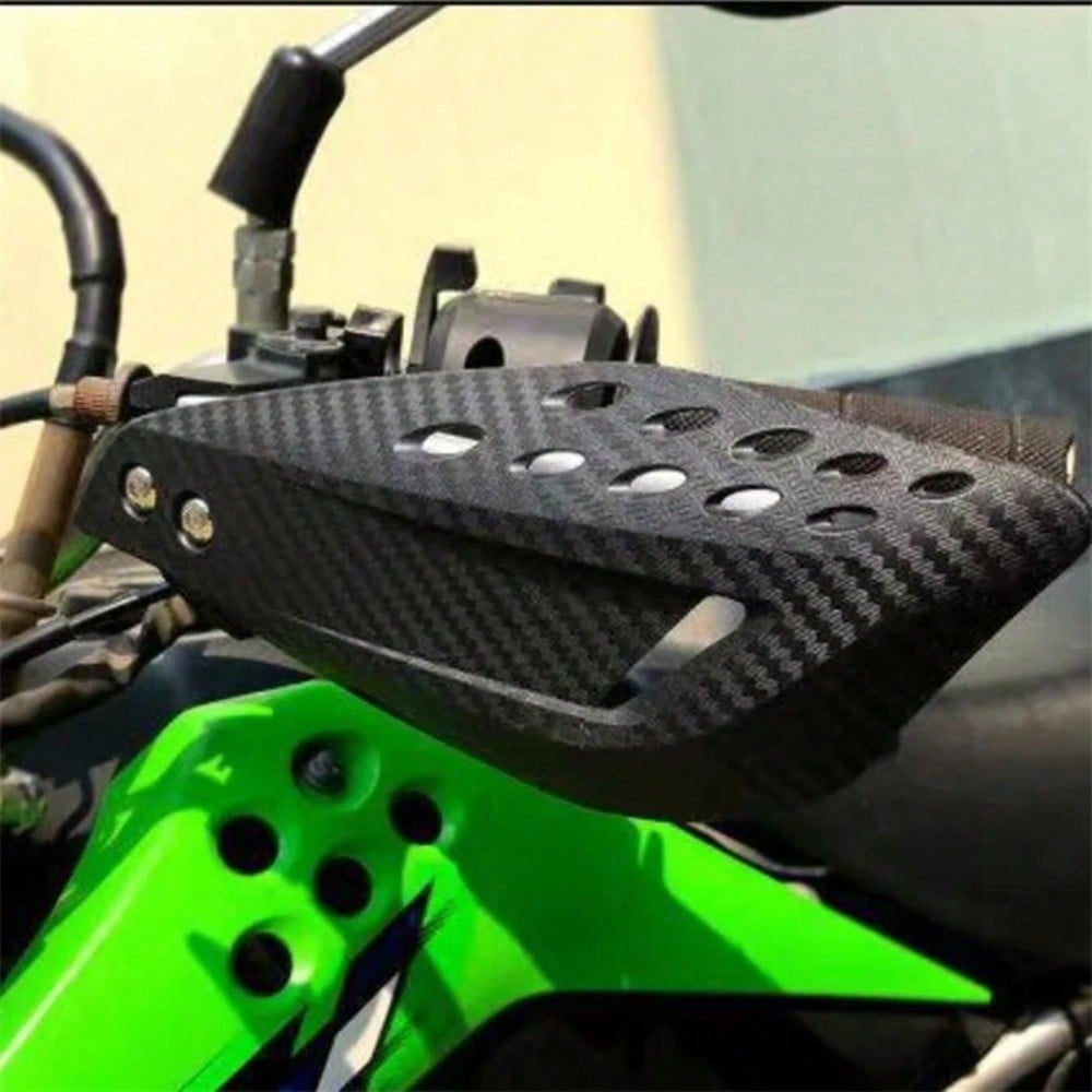 Dirt Bike Hand Guards - Carbon Fiber Style PP Shields with Brake Lever Cutouts, Windproof & Shockproof for Honda/KTM (Black)