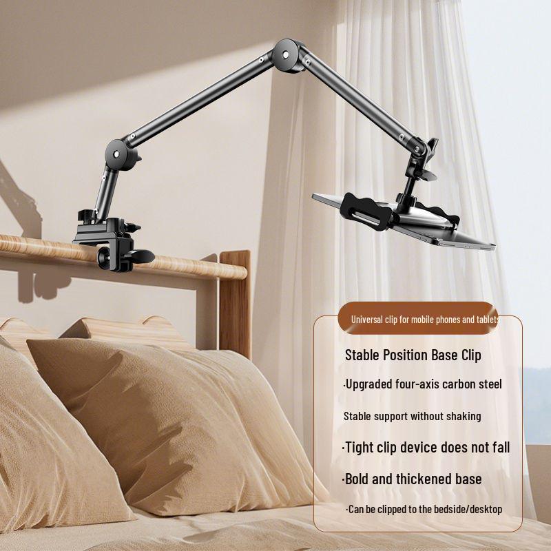 Rotating Tablet & Phone Holder for Bed – Adjustable Arm for Watching or Streaming