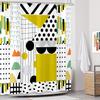 Extra Long Geometric Shower Curtain Mid Century Modern Shower Curtains For Bathroom Abstract Yellow Black White Waterproof