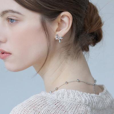 ADAUL Habi Ribbon Pearl 2way Earring - Silver