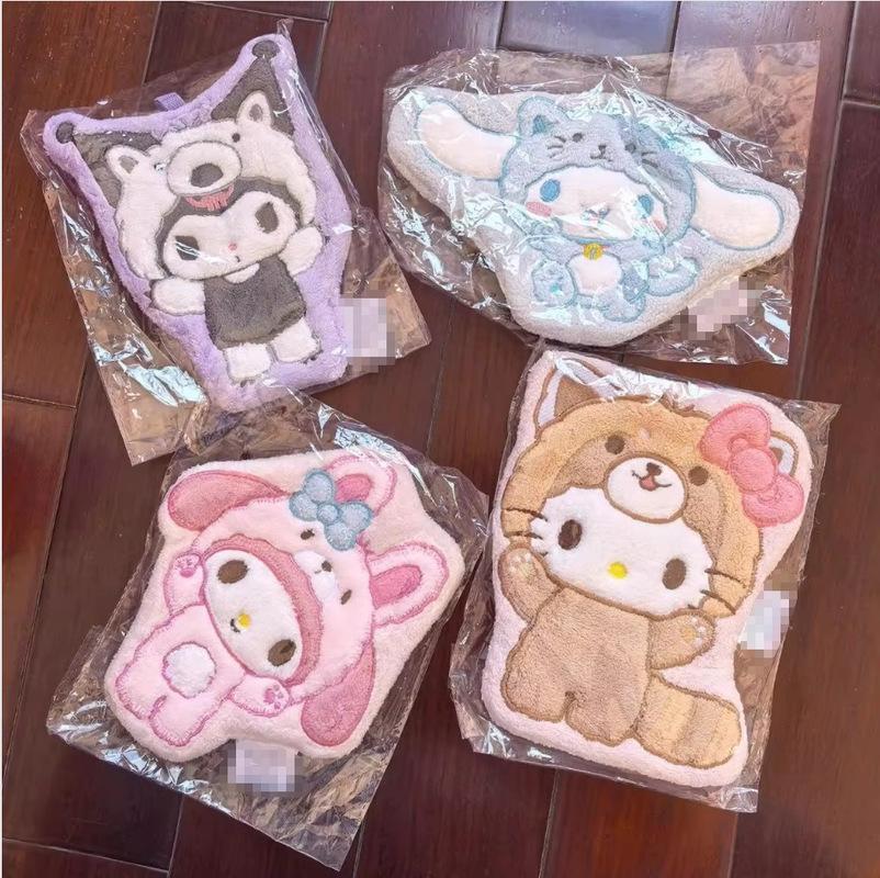 Kawaii Kitty Cinnamoroll Cartoon Hanging Hand Towel Absorbent Thickened Wipe Cloth Kuromi Melody Bathroom Kitchen Household Gift