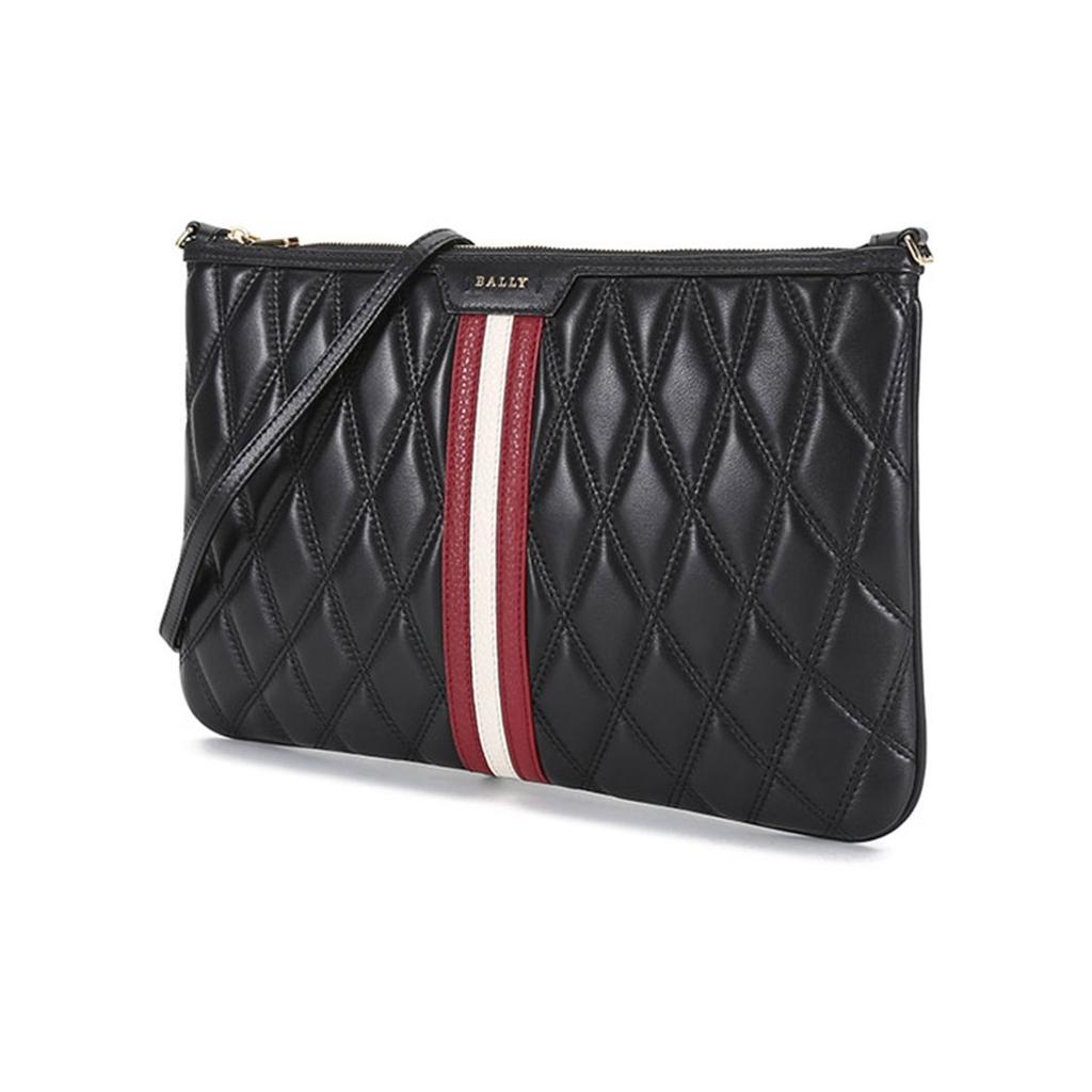 Bally Dasky Quilted Diamond Stripe Leather Clutch Shoulder Bag Women Bags Black Red White 6237061