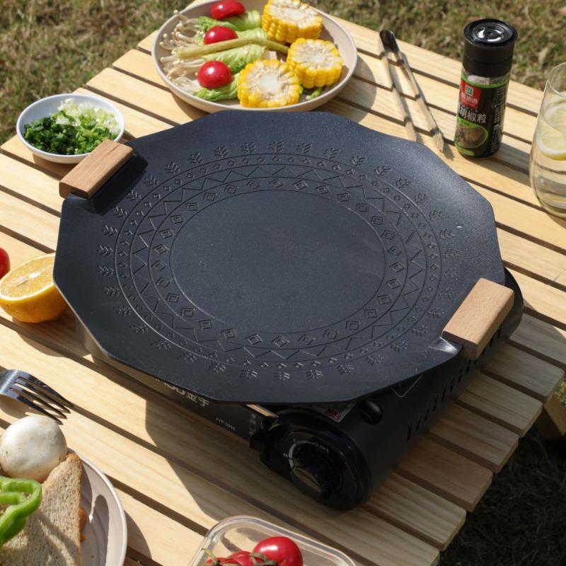 Non Stick Barbecue Pan Electromagnetic Stove Gas Stove Dual Purpose Barbecue Pan Outdoor Camping Card Stove Barbecue Smokeless