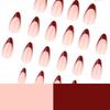 24Pcs French Wine Red Almond Press On Nails Durable Scratch Resistant Manicure Tool For Party Wedding Daily Use