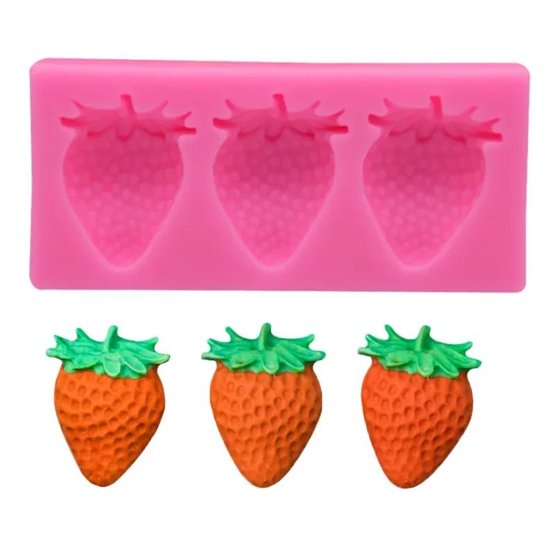 3D Strawberry Candy Chocolate Fondant Molds Silicone Mould Cake Decorating Tools Party Cup Cake Decor Kitchen Baking Molds