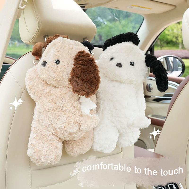 Car Universal Tissue Box Pet Cute Creative Hanging Tissue Holder Plush Vehicle Tissue Case Paper Box
