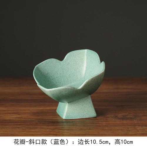 Flower Shape Ceramic Plate Refreshment Tray Tall Feet Dessert Cake Pan Fruit Tray Decorative Plate Dried Fruit Snack Plates Dish