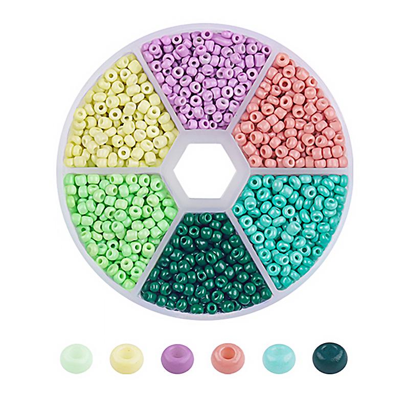 Handmade Mixed-Color Seed Beads Set: 6-Compartment Box for DIY Bracelets and Necklaces