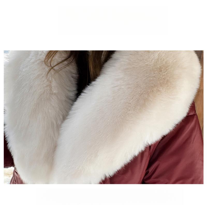 Winter Damen Baumwolljacke mit Daunen, Trendiger Stil, Einzigartiger Streetstyle, Großer Pelzkragen, Kurzer Kapuzen-Baumwollmantel