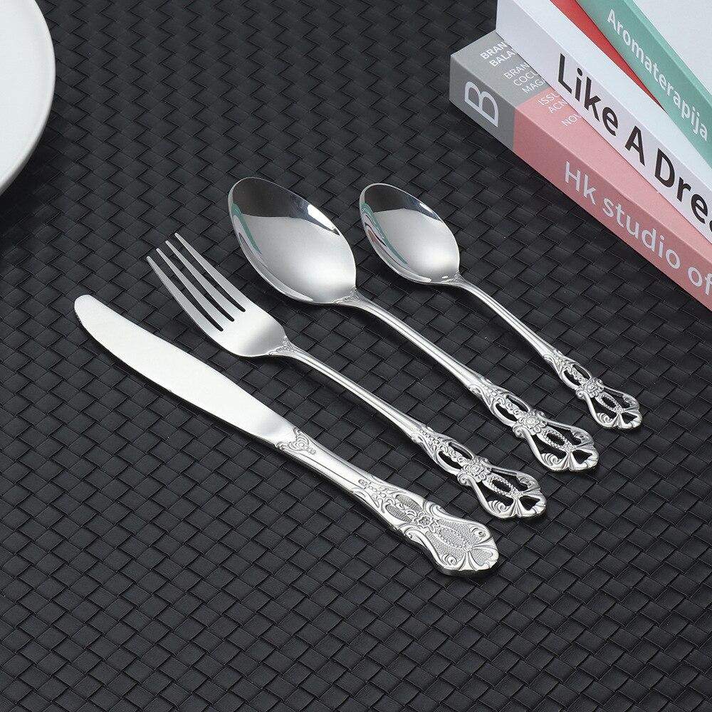 Royal Tableware Set Embossed Retro Stainless Steel Knife, Fork, Spoon Hotel Western Food Knife, Fork CST