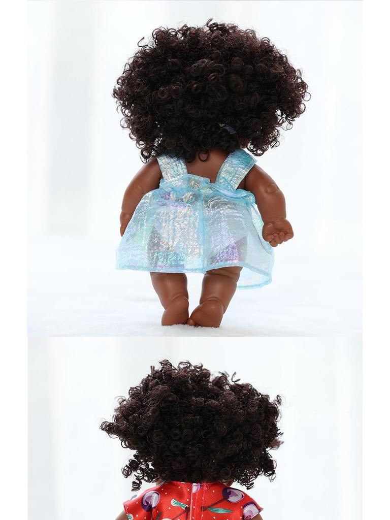 20cm African American Vinyl Reborn Doll - Cute Plush Toy for Children