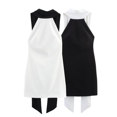 European & American Style Women's Sexy Sleeveless Patchwork Dress