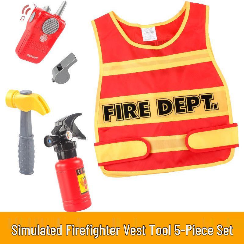 Kids' Firefighter Backpack Water Gun Toy Set with Sprinkler & Fire Extinguisher