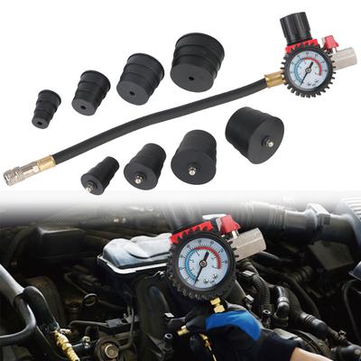 Auto Accessories 9pcs/Set Car Turbocharger System Leak Tester 1-3/8'' 35mm To 3-1/2'' 90mm Adapters 90psi/6bar With Pressure Gauge