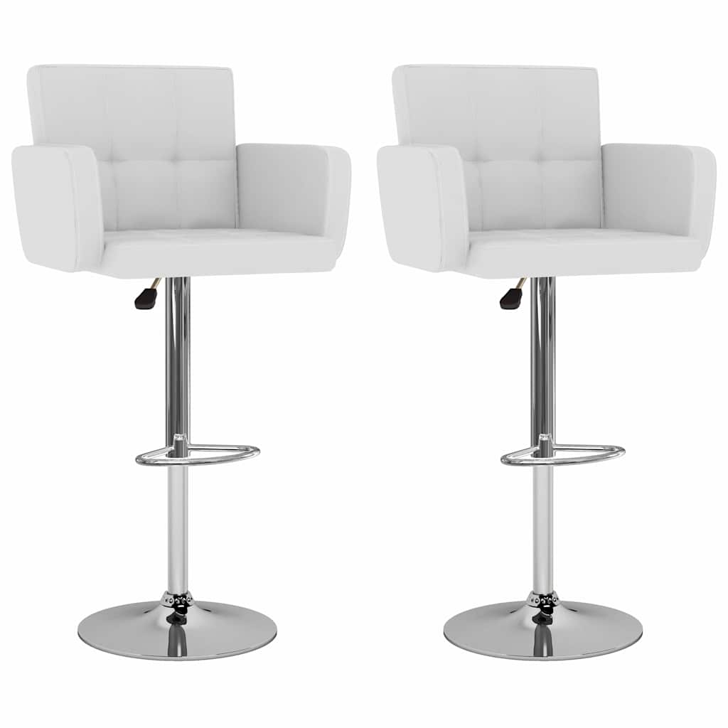 Bar Stool Set 2 Pcs White Faux Leather