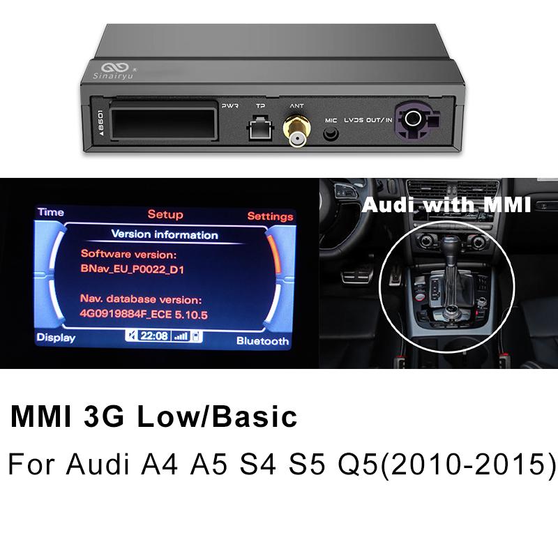 Sinairyu Compatibile con Apple CarPlay wireless per A1 A3 A4 A5 A6 A7 A8 Q2 Q3 Q5 Q7 S4 S5 MMI Car Play Android Auto Mirror Telecamera di retromarcia