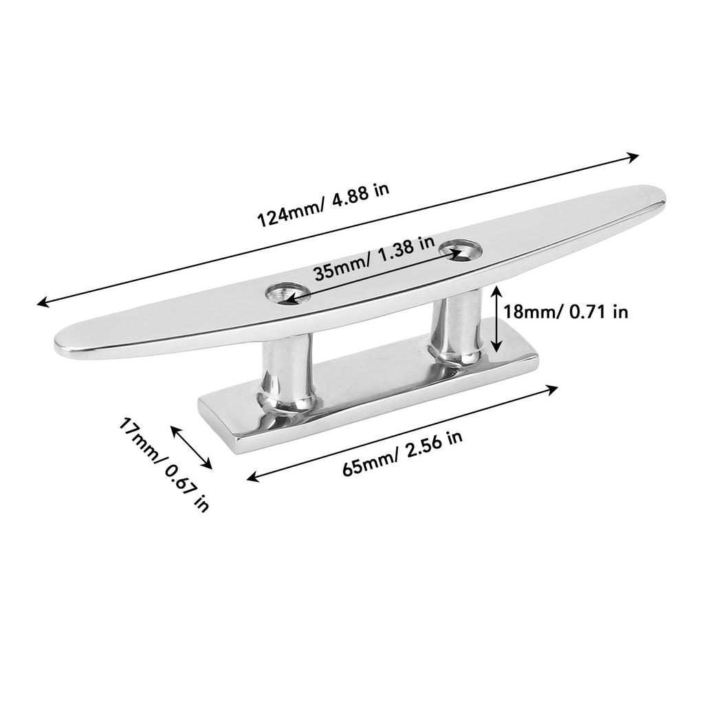 5" Boat Cleat, 316 Stainless Steel Open Base Dock Cleat, High Polished Finish for