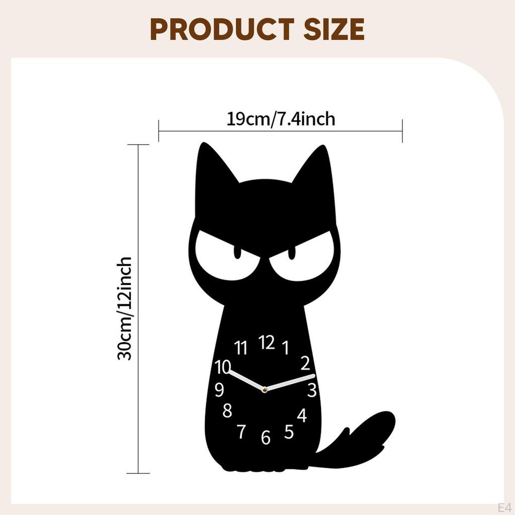Cat Clock Decorative Animal Silent Modern Cartoon Compact Acrylic Home Decoration Ornament for