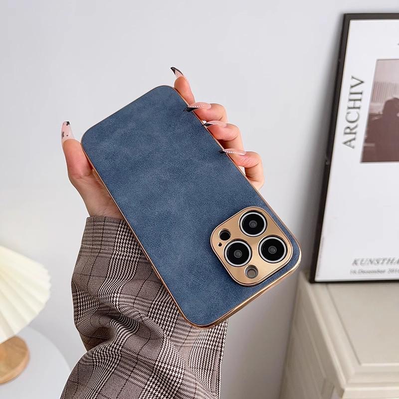 Apple 17ProMax Lambskin Electroplated iPhone16 Drop-proof Leather Texture Case