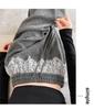 Women's High-Waist Black Polka Dot Lace Trim Wide-Leg Sporty Pants for Spring