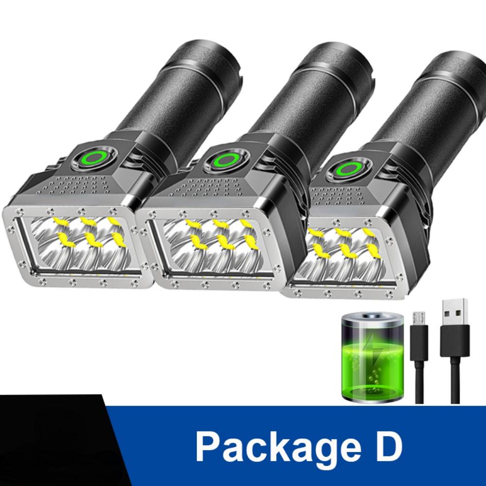 5PCS 6 LEDs Flashlight Rechargeable Mini Torch High Brightness Power Display Outdoor Lighting for Outdoor Lighting Camping Emergency