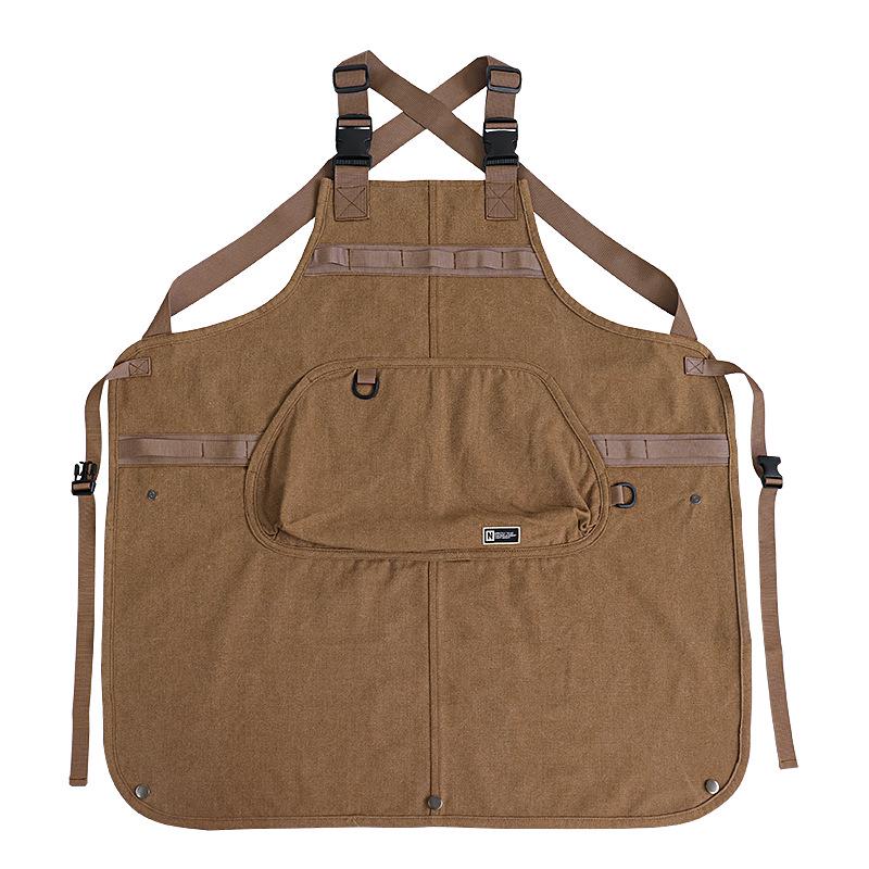 

Cross-Border Canvas Apron with Large Pocket | Custom Logo for Woodworking, Baking, BBQ Camel Thick Canvas D027