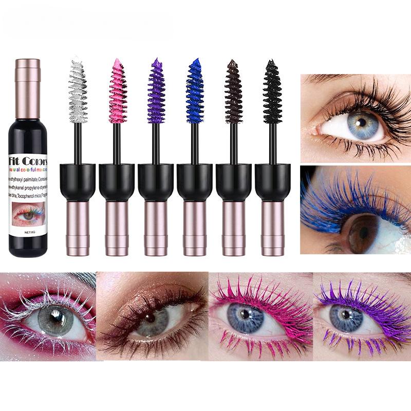 Mascara colorato Ricciolo naturale Lungo e spesso Mascara abbagliante impermeabile e resistente al sudore Design cosmetico per bottiglia di vino