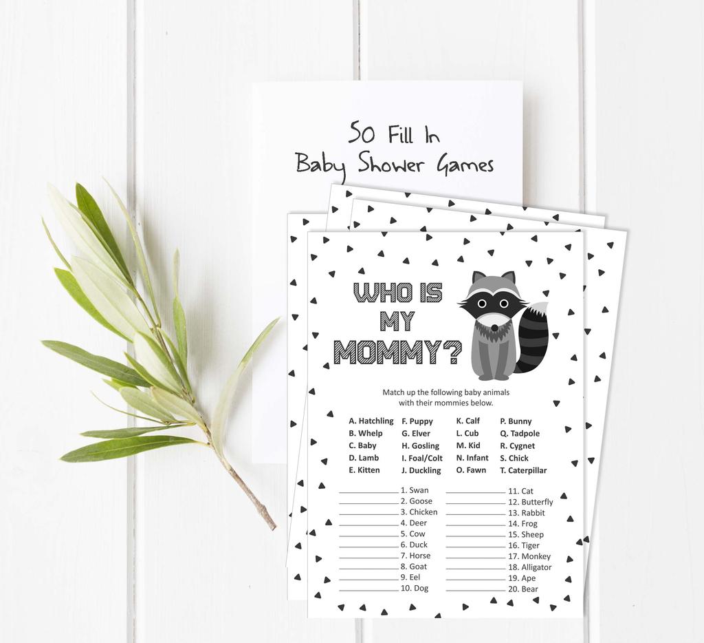 Inkdotpot Jungle Animals Baby Shower Game Set Of 50 Baby Alphabet ABC Game Party