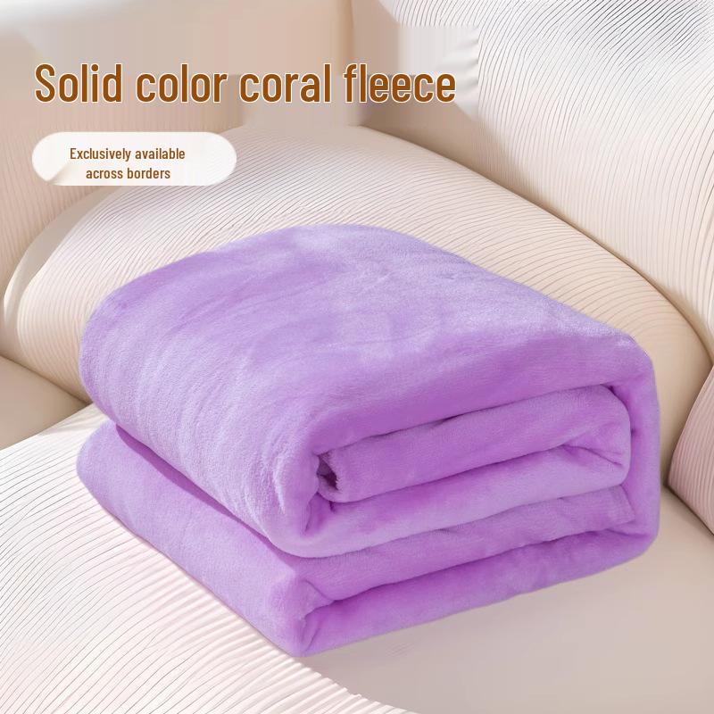 Solid Color Four Seasons Flannel Blanket Throw – Versatile Bed Sheet and Gift.