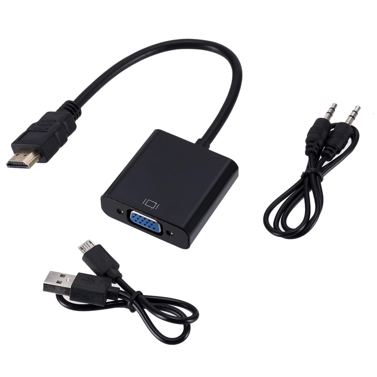 

Адаптер HDMI к VGA 1080P с аудиовыходом Адаптер HDMI папа к VGA мама для ноутбука ПК DVD проекторов мониторов