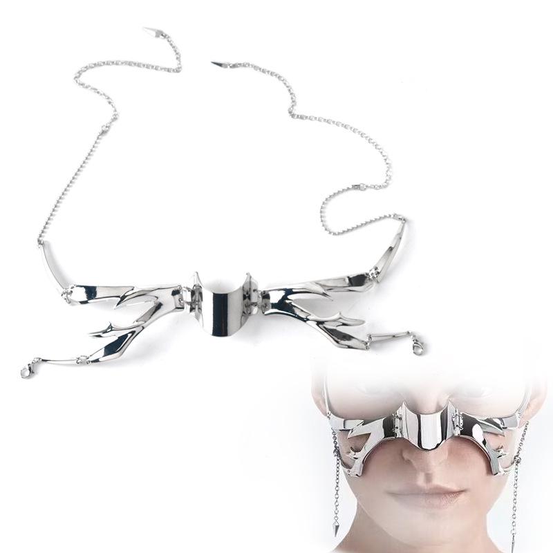 

Маска инопланетянина в стиле панк, механическое кровавое лезвие, креативный сплав, аксессуар для маскарадного костюма на Хэллоуин