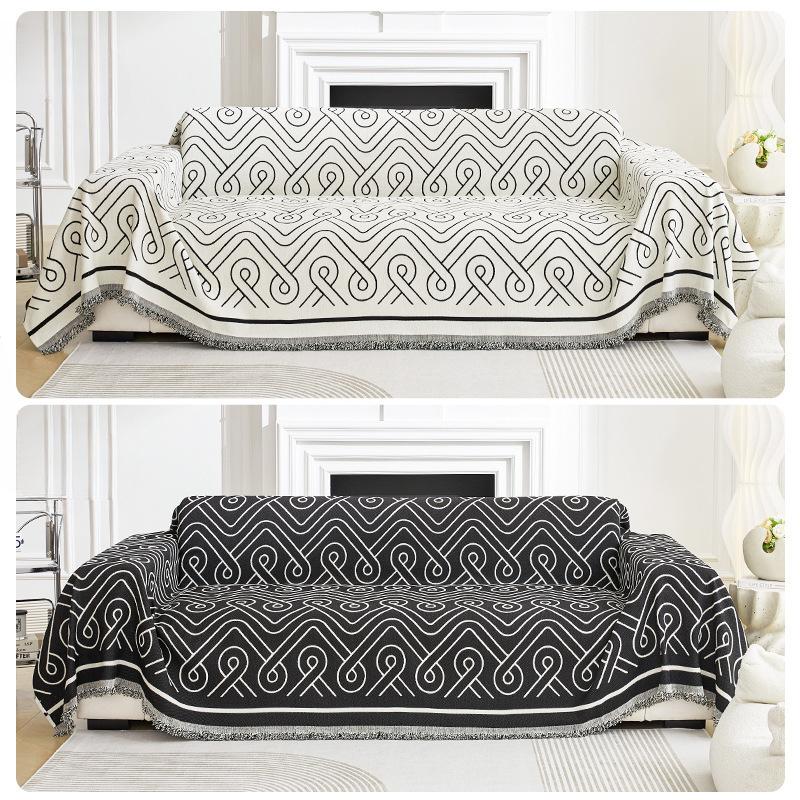 Geometric Chenille Sofa Towel Four Seasons All-Inclusive Sofa Cover Dust Cover Living Room Straight Row Sofa One Piece Cover Cloth