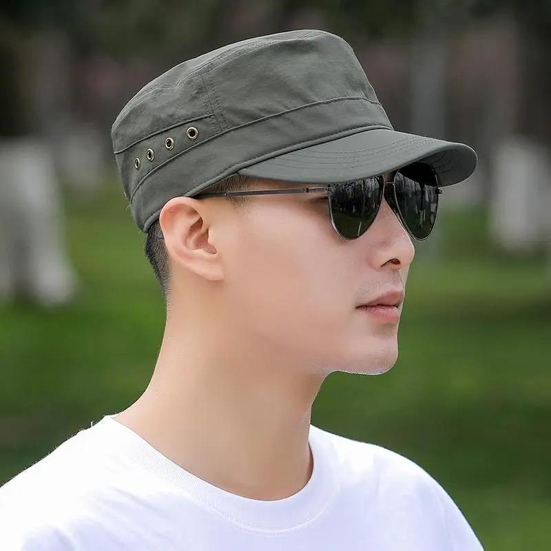 Summer men's flat top hat Outdoor quick-drying hat Breathable sunscreen visor hat Thin cap Mountaineering cool hat