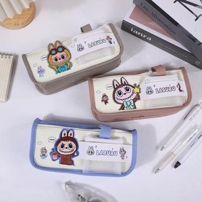 Large Capacity Cartoon Stationery Bag - Creative Fabric Pencil Case for Students