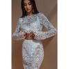 Slim Cut Lace Top and Skirt Set Slim Fit Hollow Lace Top and Skirt Sets