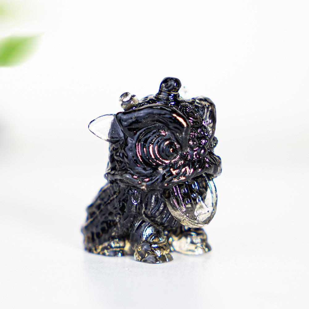 Resin Crystal Cat Figurine With Handmade Drip Art For Home Decor And Giftgiving