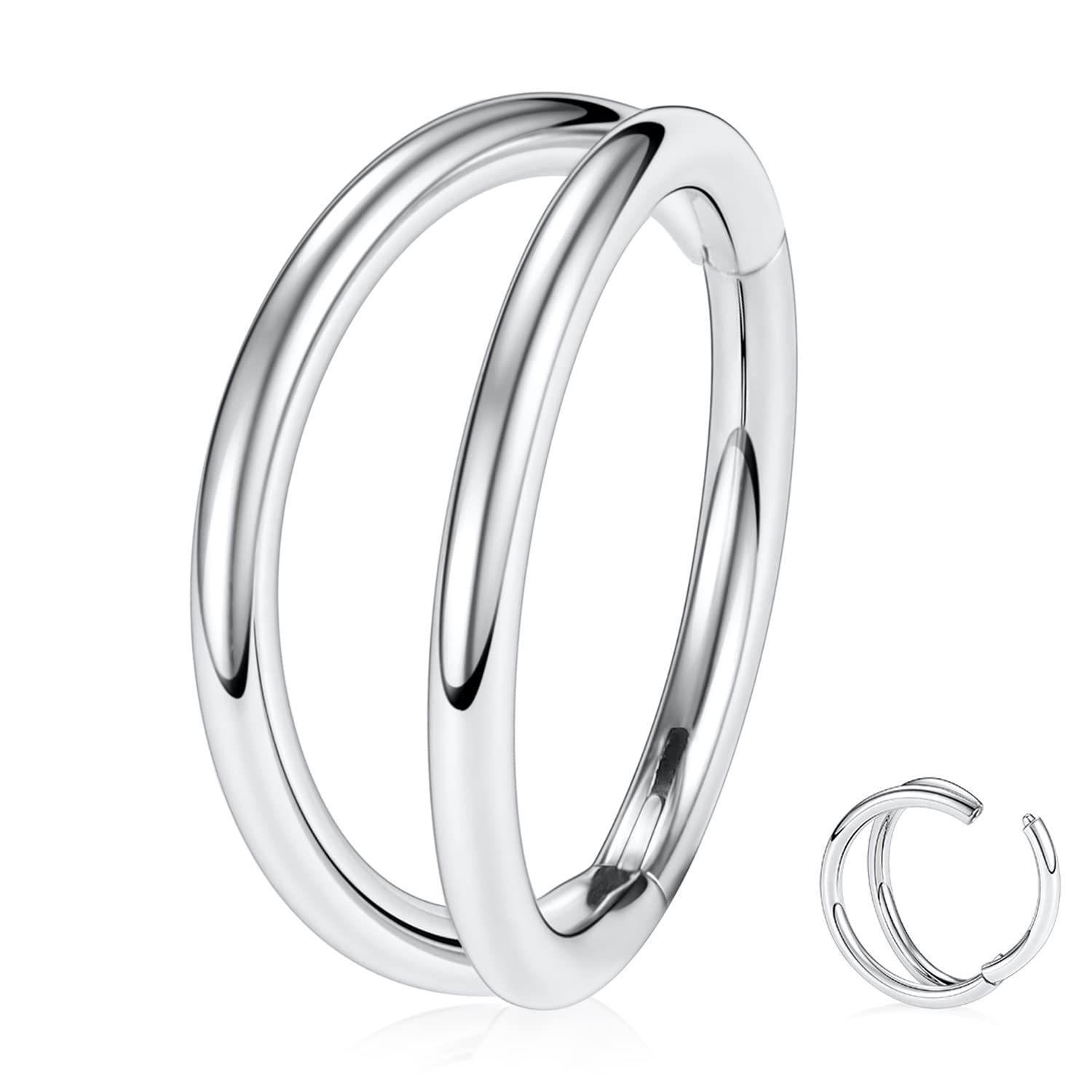 

316L Stainless Steel Double Layer Seamless Nose, Ear & Lip Ring 1.2*10mm