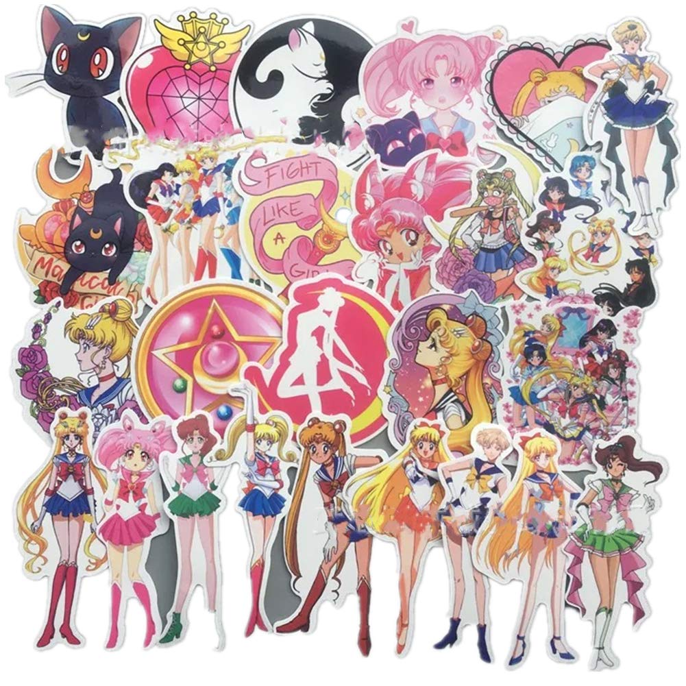

Sailor Moon Comic Waterproof Sticker Set for Cell and Laptops 75-Piece Suitcases, Bicycles, Helmets, Computers, Phones,