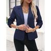 Womens Slim Fit Blazer Jacket 7/8 Sleeve Office Wear Business Casual Suit Coat Pure Color