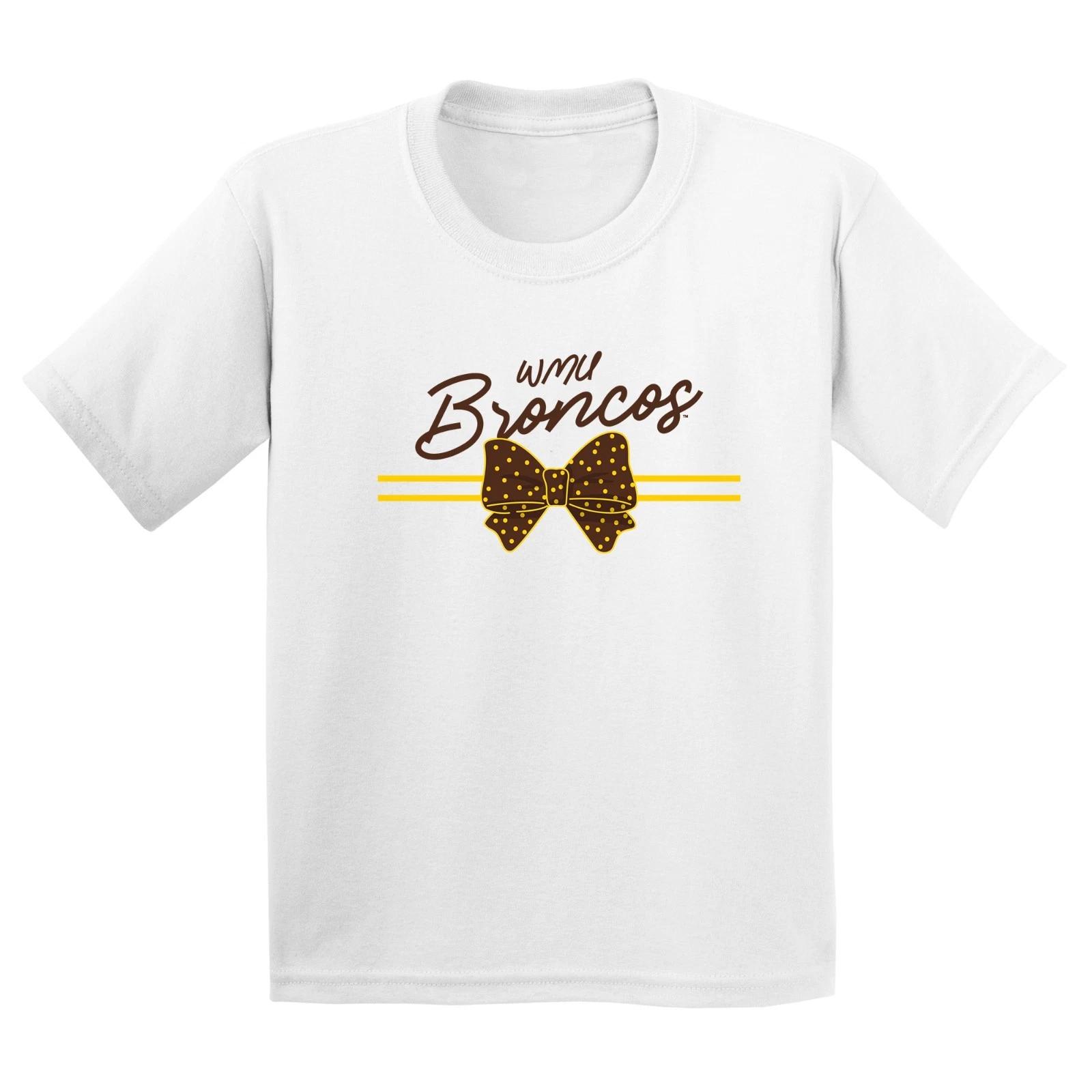Western Michigan Bow Script Youth T-Shirt - White L
