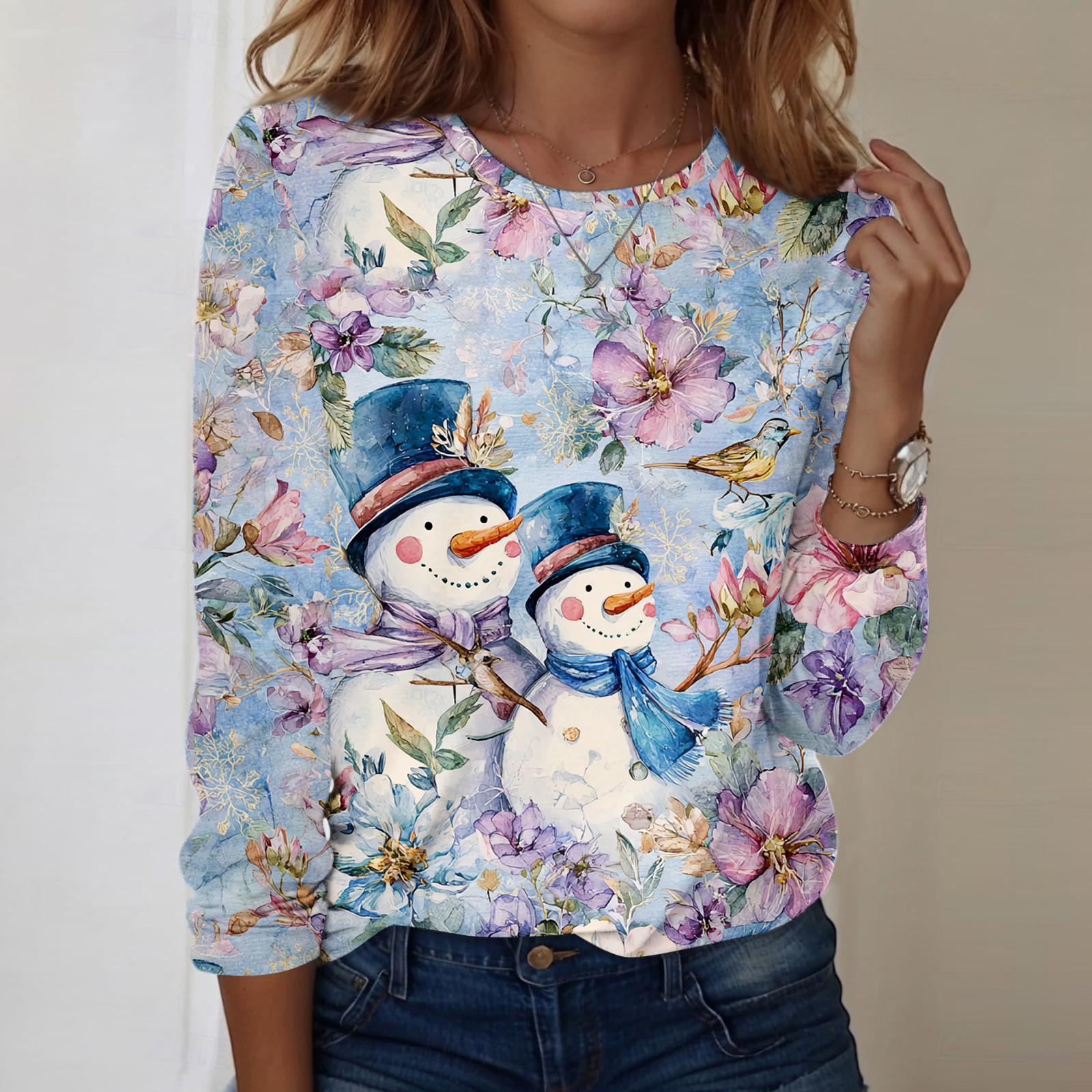 

Рубашки с длинным рукавом для женщин, милые футболки с графическим принтом, блузки, повседневные базовые топы больших размеров, пуловеры XXXXXL фиолетовый