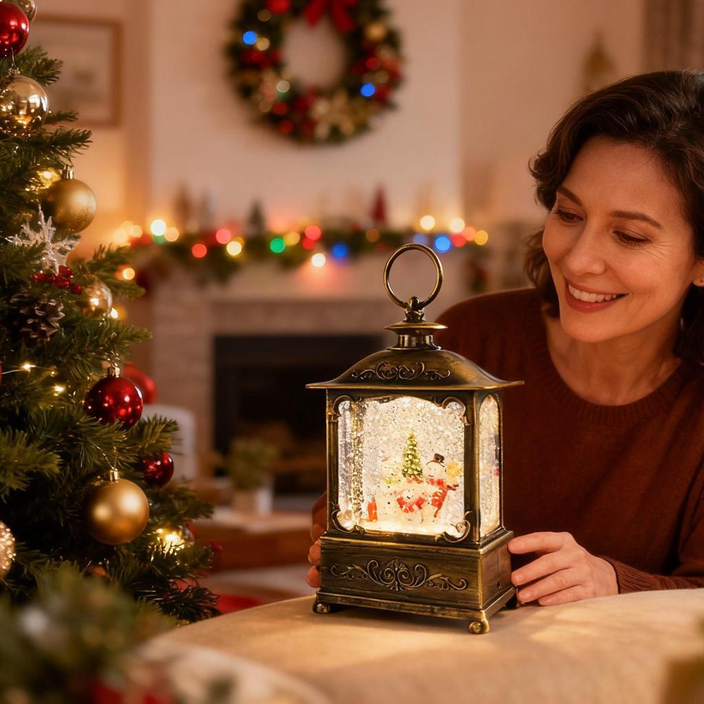 Christmas Snow Globe Lantern Santa Claus Snowman Lighted Snow Globe Christmas Decorations For Home Decor Indoor Desk Table Shelf