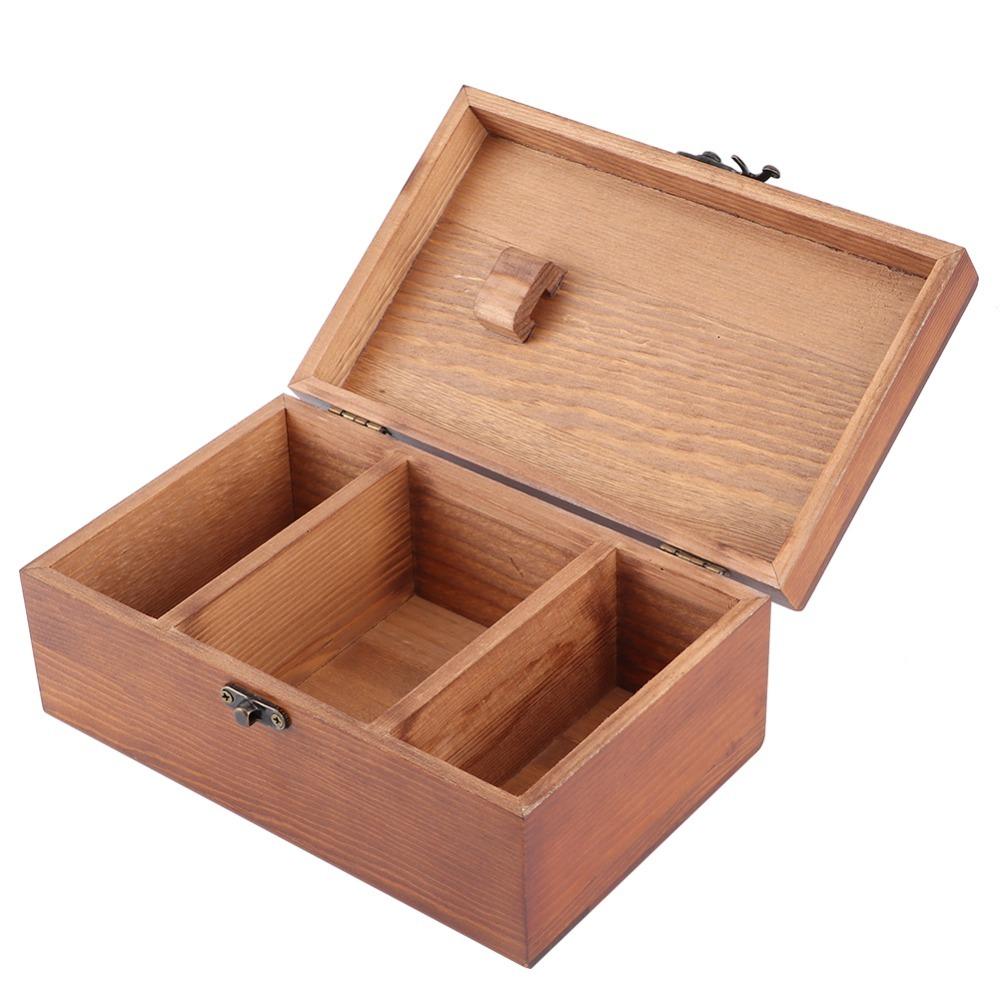 

Vintage Style Needle Thread Box Multifunction Thread Storage Case Wooden Sewing Basket Home Sewing 2