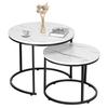 Set of Two Small Loft White Marble Coffee Side Tables