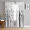 White Aspen Trees In Snow Tulle Window Curtains Living Room Organza Yarn Sheer Voile Curtain Bedroom Kitchen Home Decor Drape