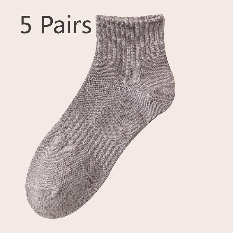 

5 пар мужских и женских всесезонных спортивных носков из бамбукового волокна. Мягкие, впитывающие пот и дышащие повседневные носки из бамбукового волокна и хлопка. 35-38 5pairs серый